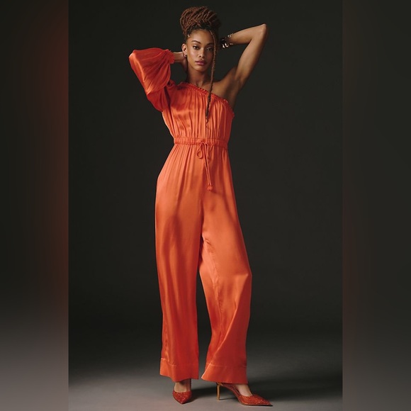 FARM Rio Pants - Farm Rio One Shoulder Jumpsuit in Orange NEW
